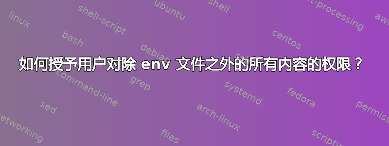 如何授予用户对除 env 文件之外的所有内容的权限？