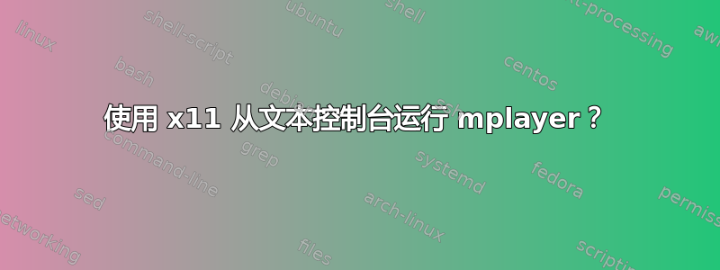 使用 x11 从文本控制台运行 mplayer？