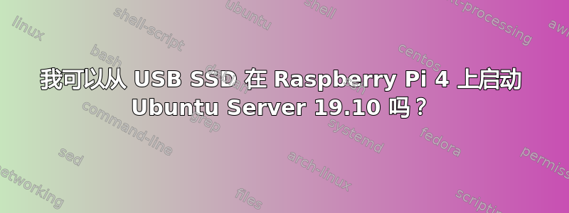 我可以从 USB SSD 在 Raspberry Pi 4 上启动 Ubuntu Server 19.10 吗？