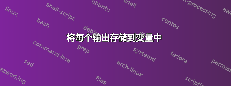 将每个输出存储到变量中