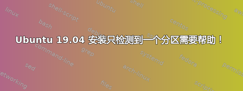 Ubuntu 19.04 安装只检测到一个分区需要帮助！