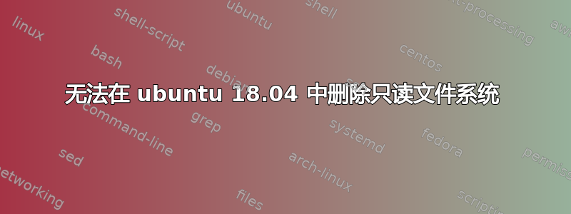 无法在 ubuntu 18.04 中删除只读文件系统