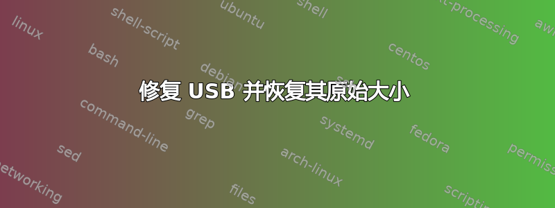 修复 USB 并恢复其原始大小