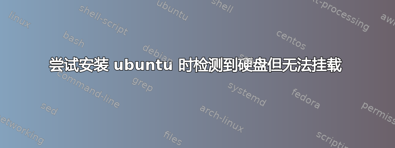 尝试安装 ubuntu 时检测到硬盘但无法挂载