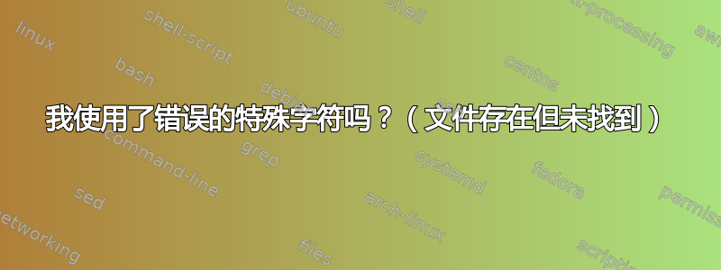 我使用了错误的特殊字符吗？（文件存在但未找到）