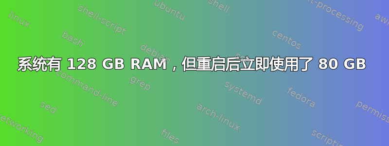 系统有 128 GB RAM，但重启后立即使用了 80 GB