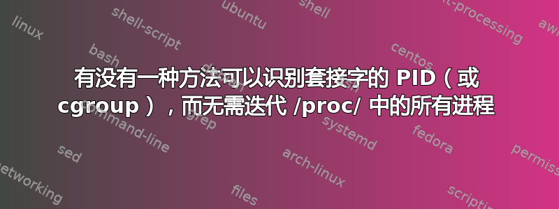 有没有一种方法可以识别套接字的 PID（或 cgroup），而无需迭代 /proc/ 中的所有进程