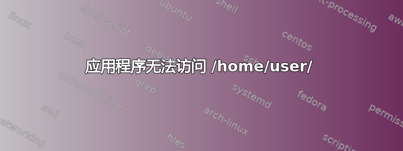 应用程序无法访问 /home/user/