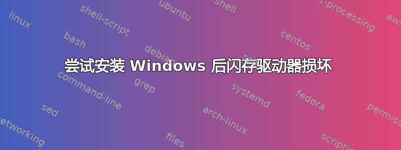 尝试安装 Windows 后闪存驱动器损坏