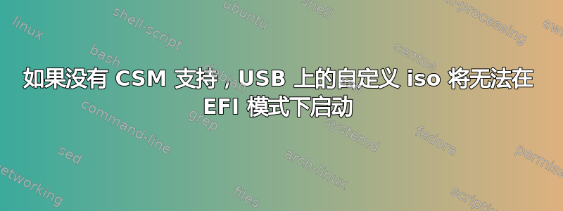 如果没有 CSM 支持，USB 上的自定义 iso 将无法在 EFI 模式下启动