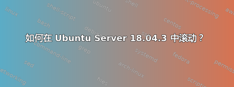 如何在 Ubuntu Server 18.04.3 中滚动？