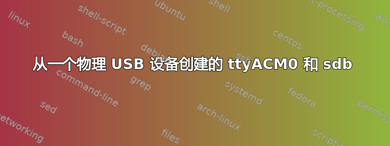 从一个物理 USB 设备创建的 ttyACM0 和 sdb