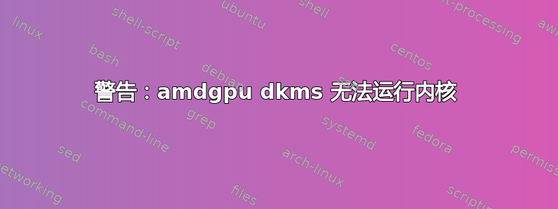 警告：amdgpu dkms 无法运行内核