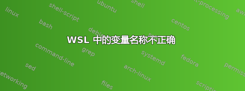 WSL 中的变量名称不正确