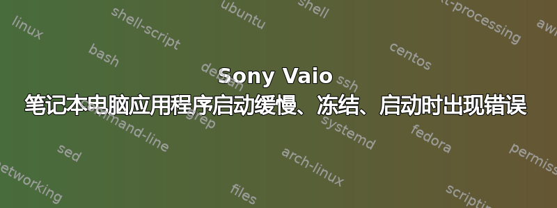 Sony Vaio 笔记本电脑应用程序启动缓慢、冻结、启动时出现错误