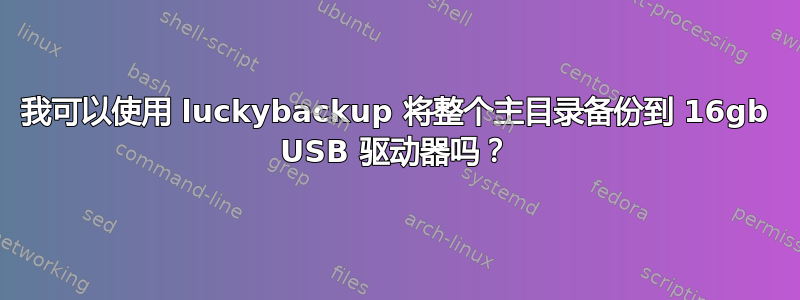 我可以使用 luckybackup 将整个主目录备份到 16gb USB 驱动器吗？