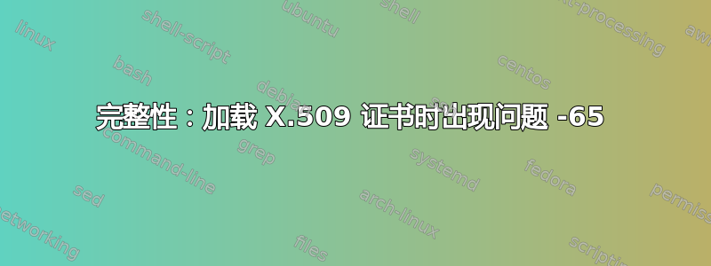 完整性：加载 X.509 证书时出现问题 -65