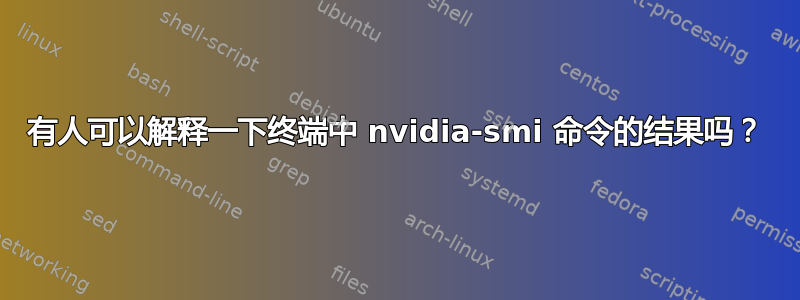 有人可以解释一下终端中 nvidia-smi 命令的结果吗？