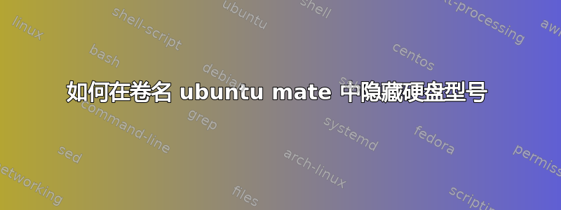 如何在卷名 ubuntu mate 中隐藏硬盘型号