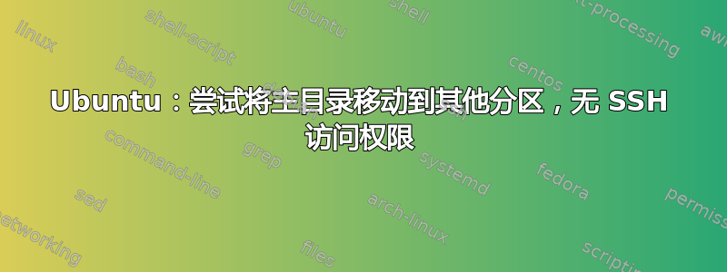 Ubuntu：尝试将主目录移动到其他分区，无 SSH 访问权限