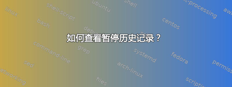 如何查看暂停历史记录？