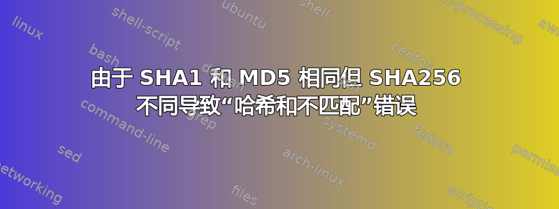 由于 SHA1 和 MD5 相同但 SHA256 不同导致“哈希和不匹配”错误