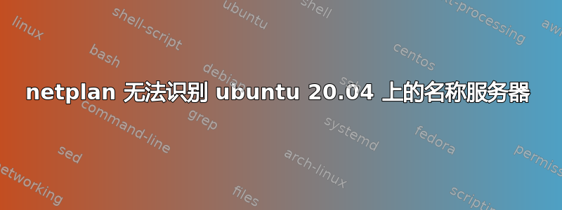 netplan 无法识别 ubuntu 20.04 上的名称服务器