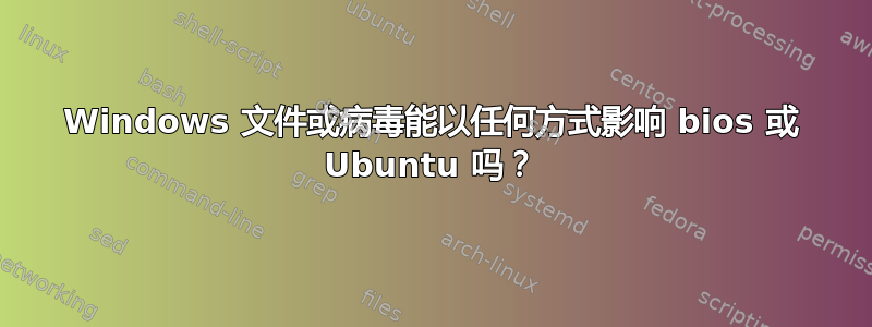 Windows 文件或病毒能以任何方式影响 bios 或 Ubuntu 吗？