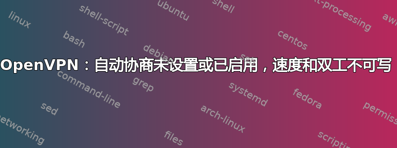 OpenVPN：自动协商未设置或已启用，速度和双工不可写