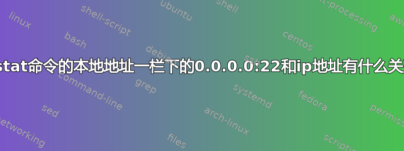 netstat命令的本地地址一栏下的0.0.0.0:22和ip地址有什么关系？