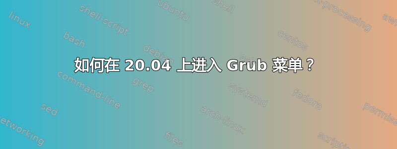 如何在 20.04 上进入 Grub 菜单？