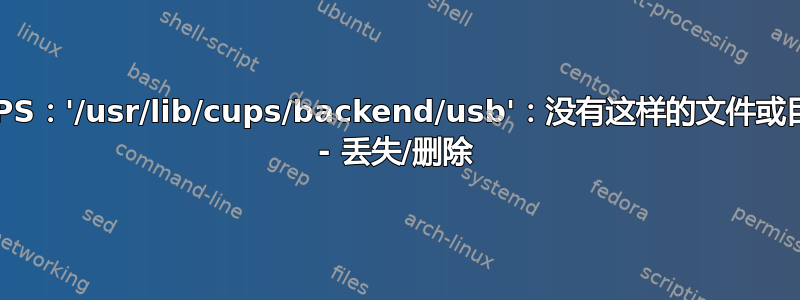 CUPS：'/usr/lib/cups/backend/usb'：没有这样的文件或目录 - 丢失/删除