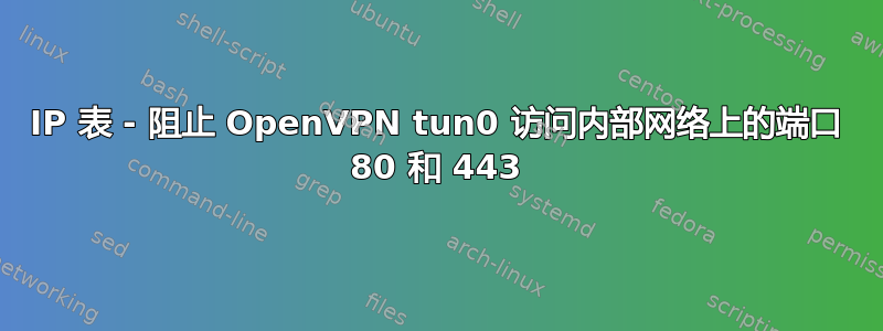 IP 表 - 阻止 OpenVPN tun0 访问内部网络上的端口 80 和 443