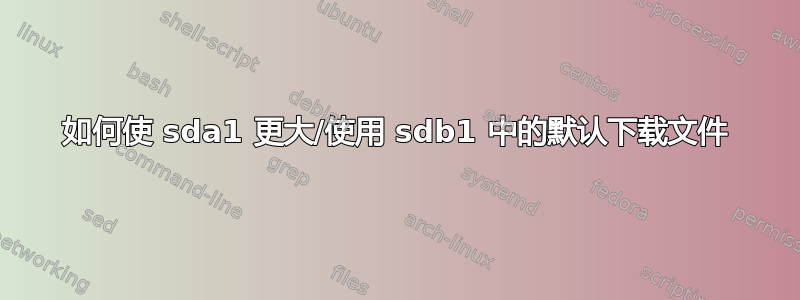 如何使 sda1 更大/使用 sdb1 中的默认下载文件