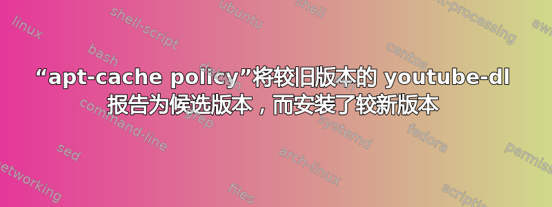 “apt-cache policy”将较旧版本的 youtube-dl 报告为候选版本，而安装了较新版本