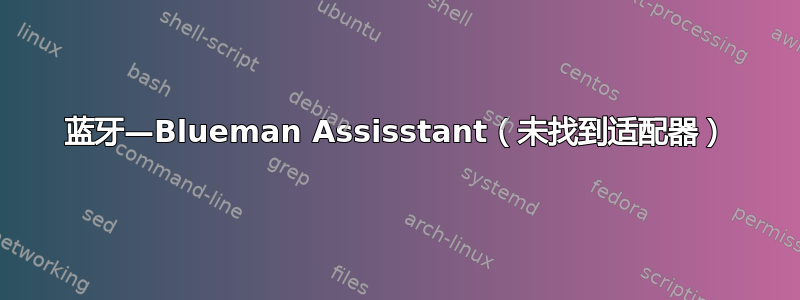 蓝牙—Blueman Assisstant（未找到适配器）