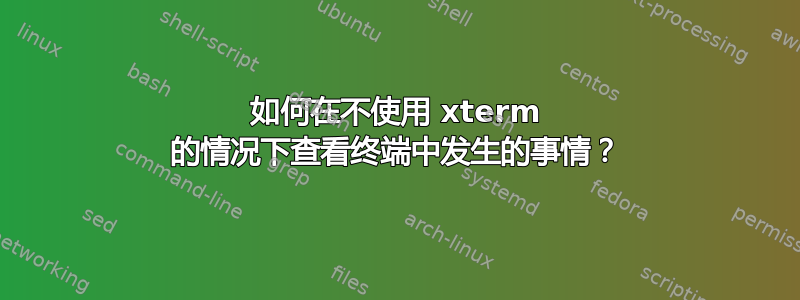 如何在不使用 xterm 的情况下查看终端中发生的事情？