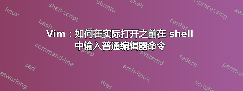 Vim：如何在实际打开之前在 shell 中输入普通编辑器命令