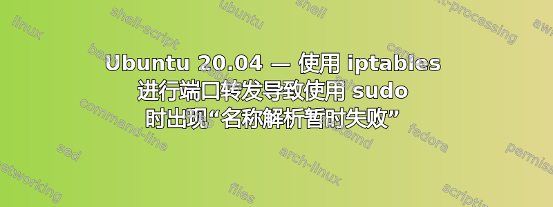 Ubuntu 20.04 — 使用 iptables 进行端口转发导致使用 sudo 时出现“名称解析暂时失败”