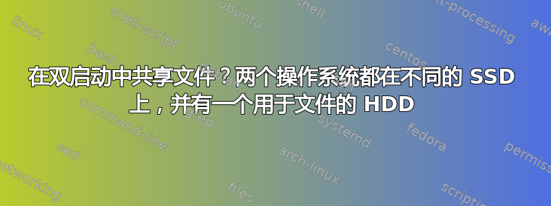 在双启动中共享文件？两个操作系统都在不同的 SSD 上，并有一个用于文件的 HDD