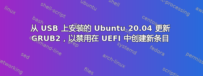 从 USB 上安装的 Ubuntu 20.04 更新 GRUB2，以禁用在 UEFI 中创建新条目