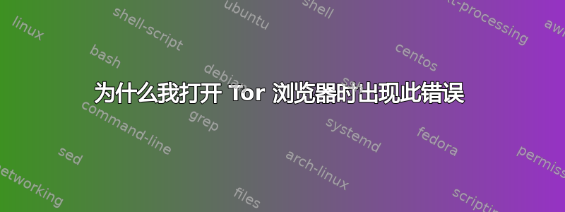 为什么我打开 Tor 浏览器时出现此错误