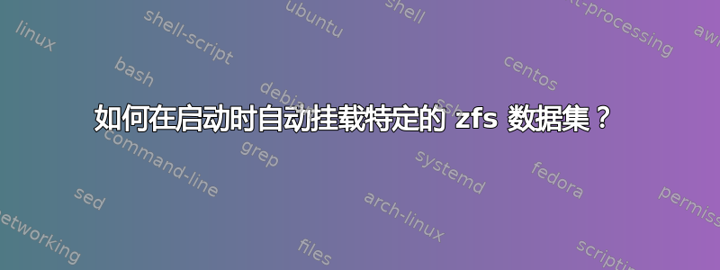 如何在启动时自动挂载特定的 zfs 数据集？