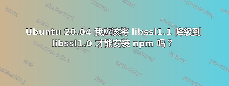 Ubuntu 20.04 我应该将 libssl1.1 降级到 libssl1.0 才能安装 npm 吗？