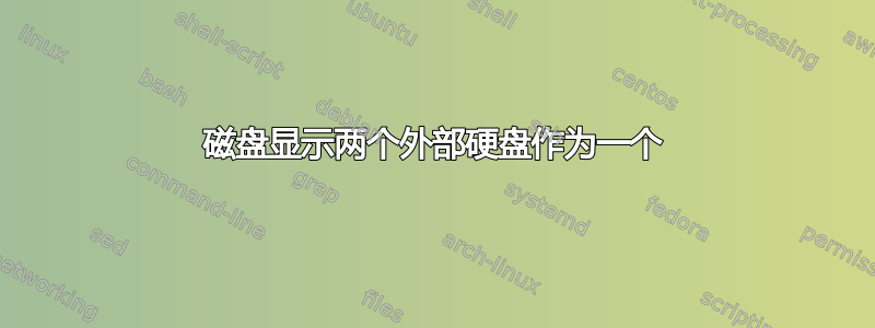 磁盘显示两个外部硬盘作为一个