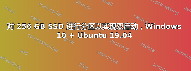 对 256 GB SSD 进行分区以实现双启动，Windows 10 + Ubuntu 19.04