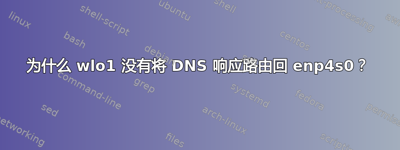 为什么 wlo1 没有将 DNS 响应路由回 enp4s0？