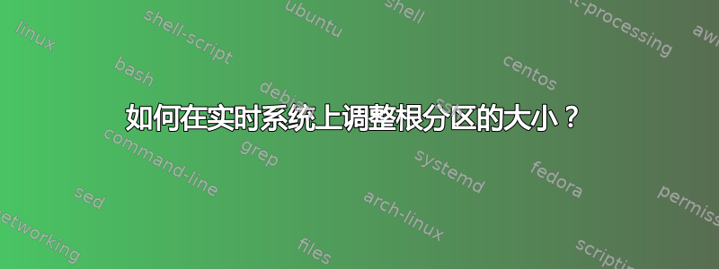 如何在实时系统上调整根分区的大小？