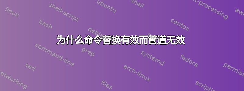 为什么命令替换有效而管道无效