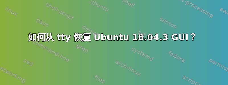 如何从 tty 恢复 Ubuntu 18.04.3 GUI？